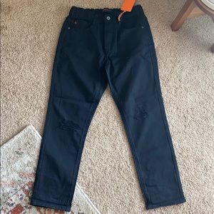 Black lightly distressed Mom Jeans